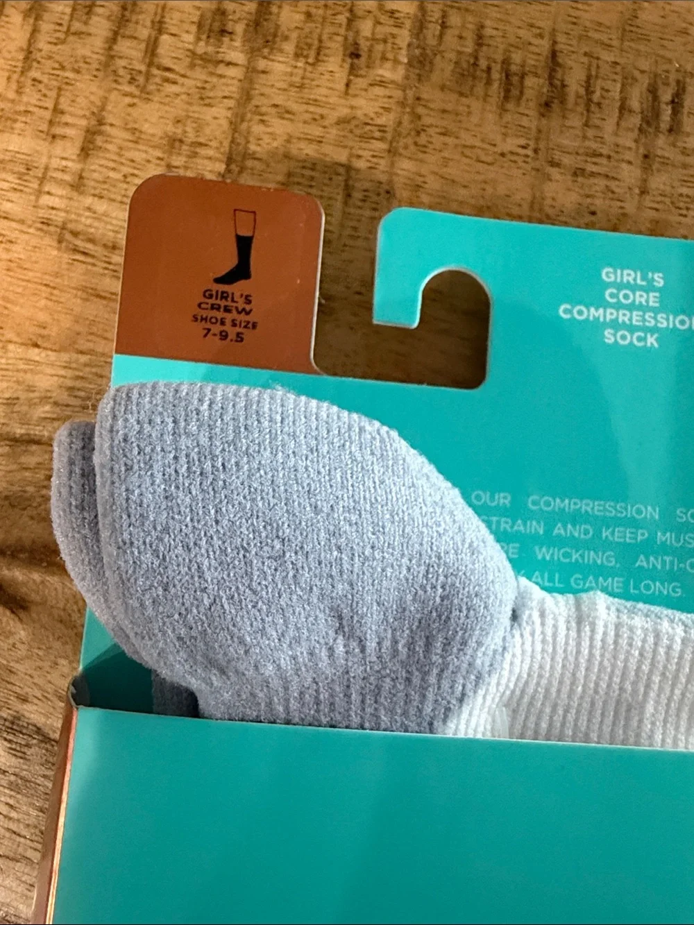 Girls White & Gray Compression Socks